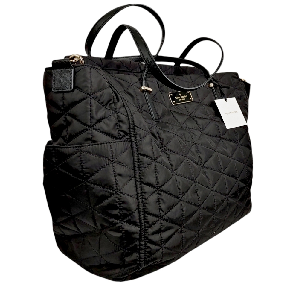Kate Spade Black Quilted Kaylie Baby Bag Large Diaper Carrier NWT - Picture 7 of 9